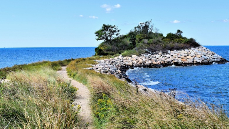The Knob coastal trail in Woods Hole, Massachusetts