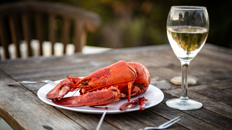 Fresh lobster on a plate on Martha's Vineyard