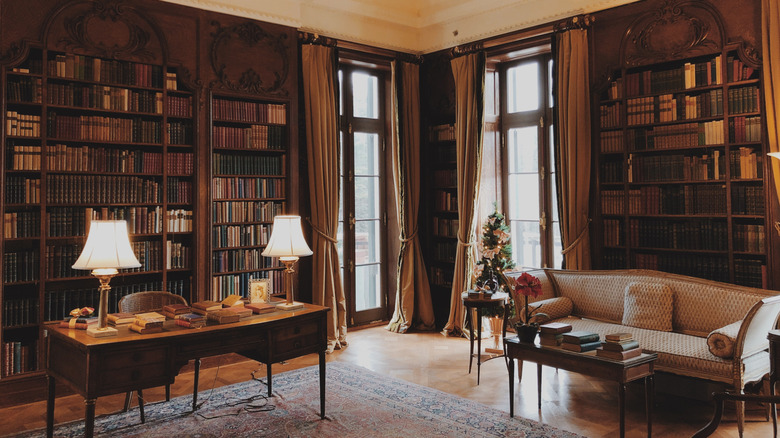 the library inside Edith Wharton's home near Lee, Massachusetts