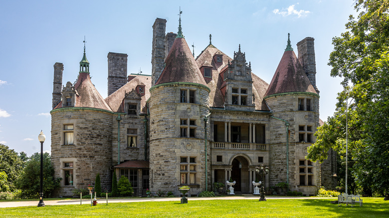 Chateau-like exterior of Searles Castle in Great Barrington, Massachusetts