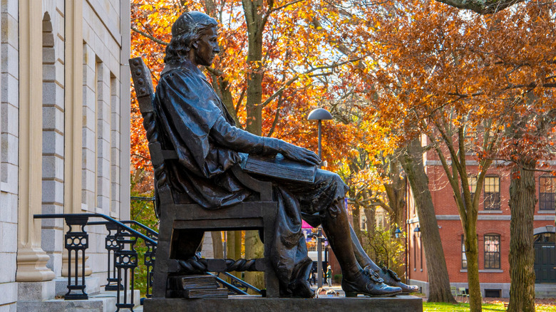 Harvard University campus statue