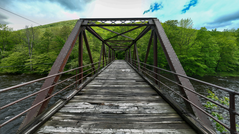 A wooden bridge on Tunnel Road in Florida, Massachusetts