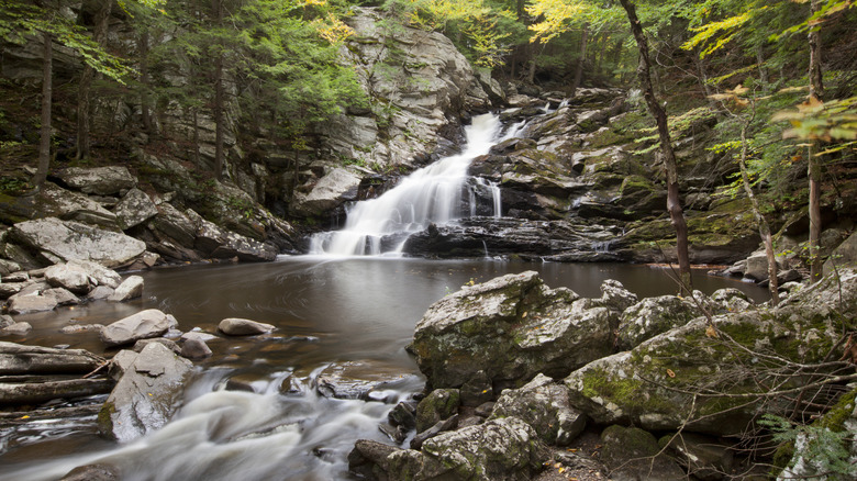 Wahconah Falls, a 40-foot waterfall in Wahconah Falls State Park, in Dalton, Massachusetts