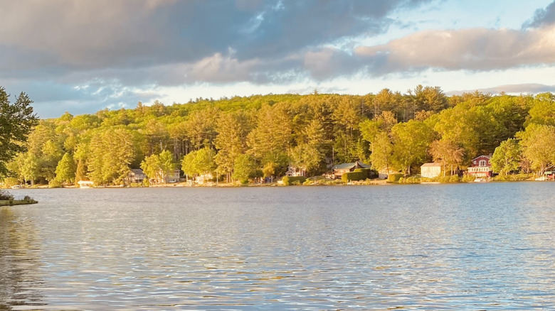 Shot of Lake Wyola with houses on the other side