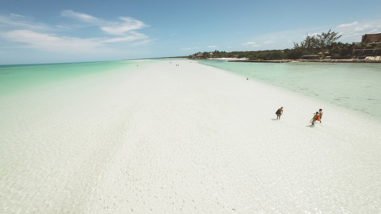 clear water and white sand in Isla Holbox