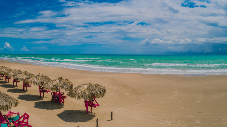 The white sands and turquoise blue sea at Miramar Beach in the Mexican state of Tamaulipas