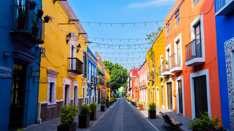 Colorful street in Puebla