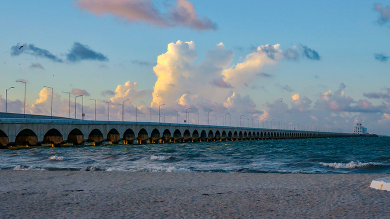Long pier at a beach in Progreso, Mexico
