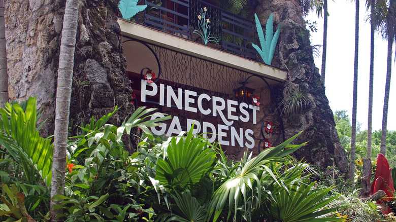 A sign at the entrance to Pinecrest Gardens in Miami, Florida