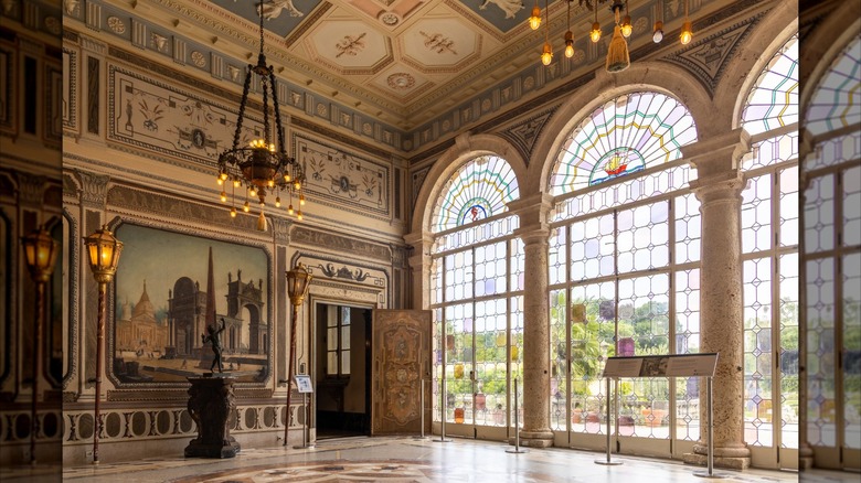 Arched windows inside Vizcaya mansion room