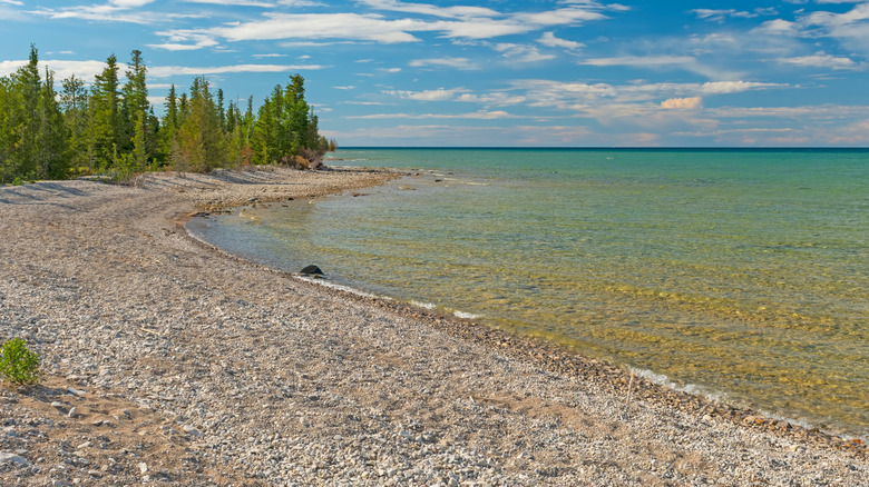 The shoreline of Lake Huron at Thompsons Harbor State Park, Michigan