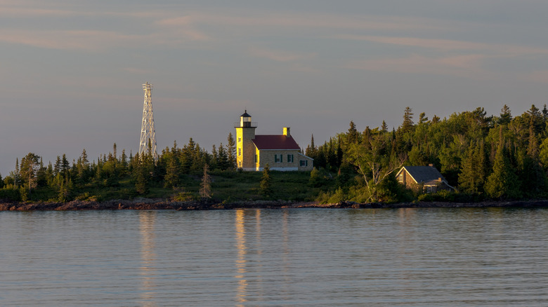 Lighthouse at Copper Harbor at Sunset