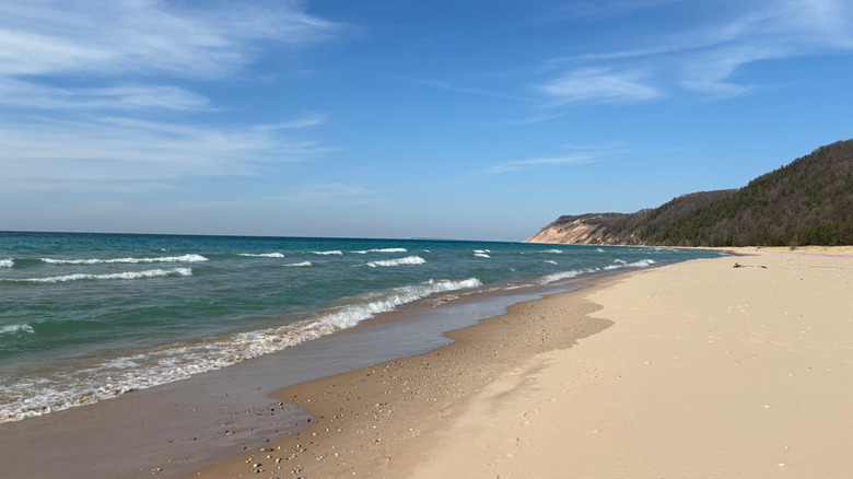 A view of Esch Beach in Honor, Michigan