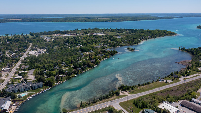 The blue waters of Lake Michigan from Elk Rapids