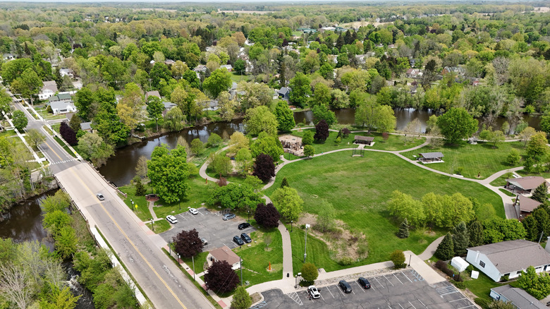 An aerial view of the green space in Williamston, Michigan