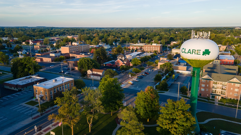 Aerial view of Clare, Michigan