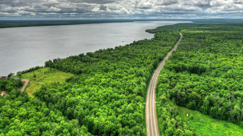 Aerial view of Lake Gogebic in Michigan