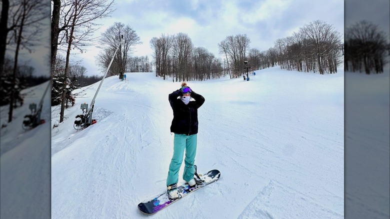 Snowboarder in Michigan in Winter
