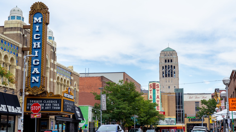A photo of downtown Ann Arbor, Michigan.