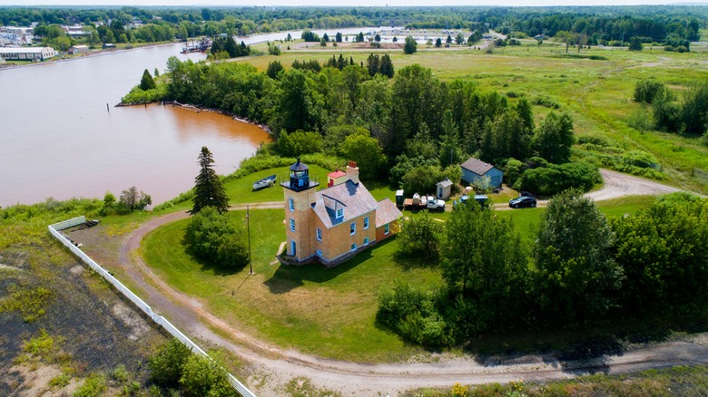 Ontonagon Lighthouse and surrounding landscape