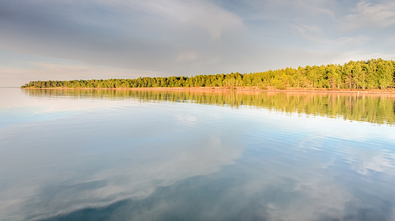 Nature reflecting in Lake Superior at McLain State Park, near Hancock, Michigan