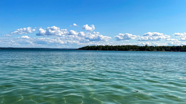 Elk Lake on a sunny day with clouds