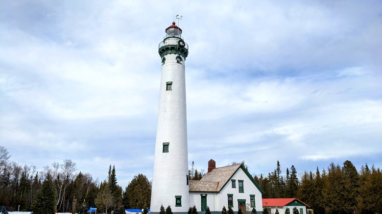 New Presque Isle Lighthouse next to Grand Lake