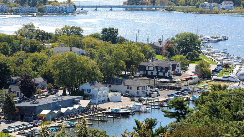 Kalamazoo Lake with boats in marina