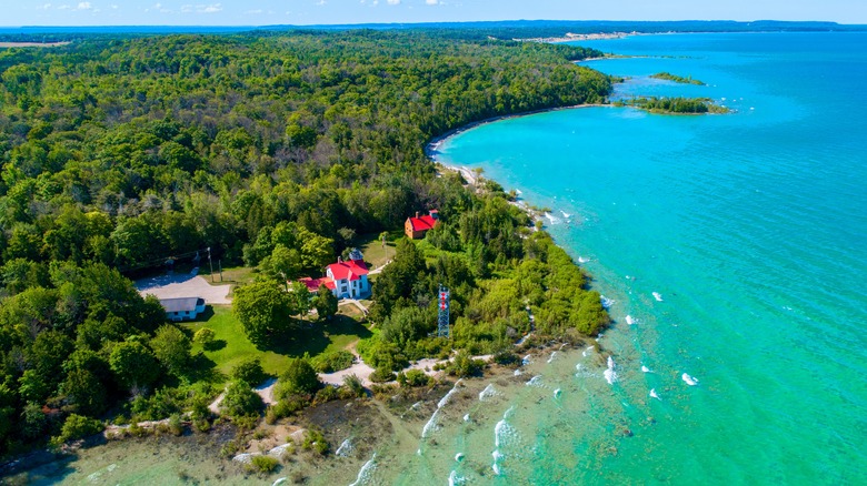 Crystal blue water at tip of Lake Leelanau