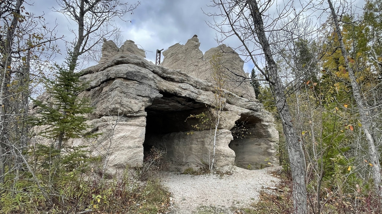 Remnants of an early 20th-century quarry at Fiborn Karst Preserve, Michigan