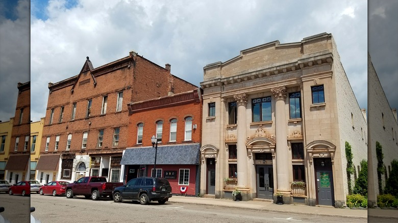 Historic downtown brick buildings in Negaunee, MIchigan