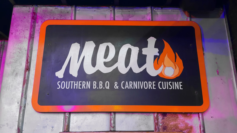 Sign for Meat Southern B.B.Q. & Carnivore Cuisine in Lansing, Michigan