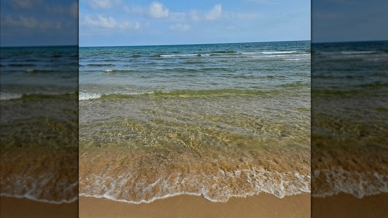 The sandy lake beach at Negwegon State Park, Michigan