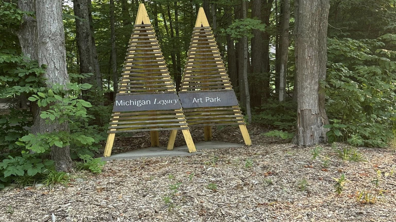 The sign at the entrance to the Michigan Legacy Art Park