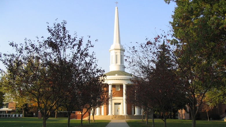 Dunning Memorial Chapel surrounded by trees