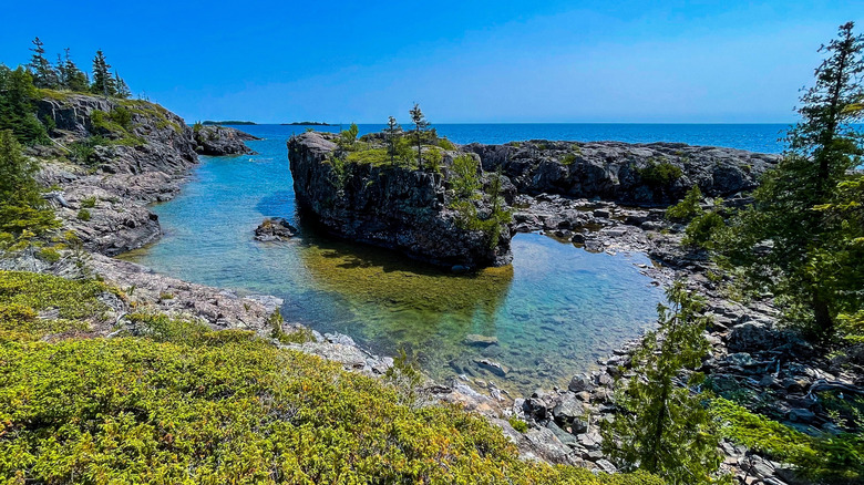 A rocky shoreline in Isle Royale National Park