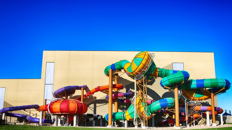 Water slides at a Kalahari Resorts in Round Rock, Texas
