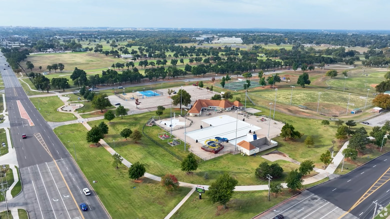 Aerial view of Midwest City with Oklahoma in the distant