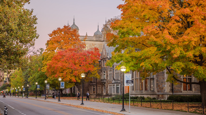 University campus in fall foliage
