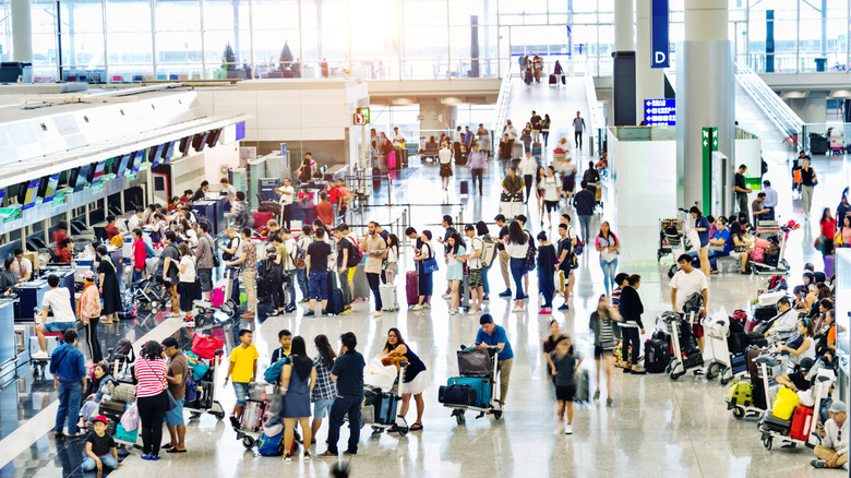 Crowds of people at airport