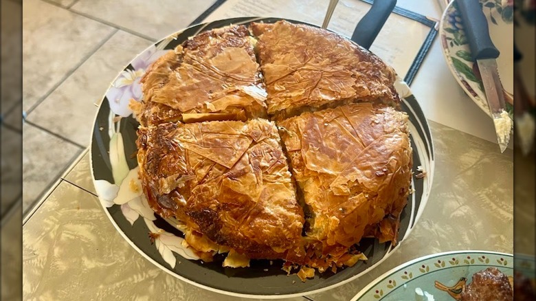 Flakey burek cut into quarters at Three Brothers Restaurant.