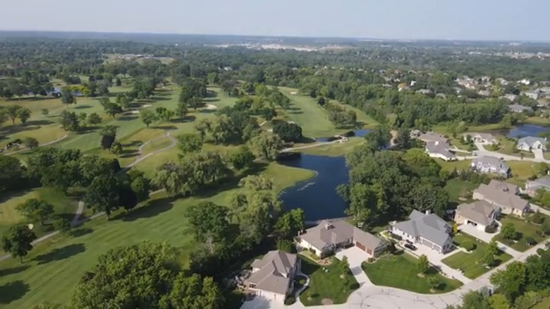 Houses, trees, and ponds, in the suburb of Franklin, Wisconsin