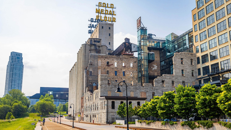 View of the exterior of the Mill City Museum in Minneapolis