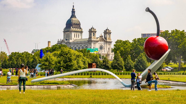 Spoonbridge and Cherry sculpture at the Minneapolis Sculpture Garden