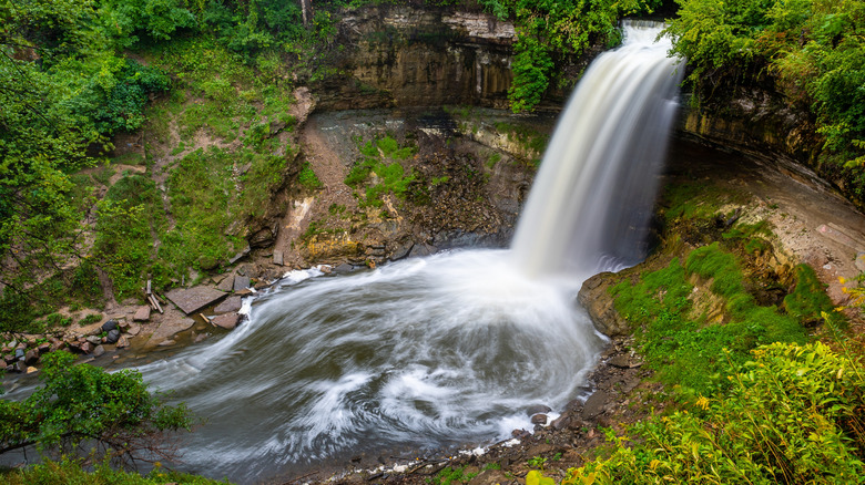 View of Minnehaha Falls at Minnehaha Regional Park in Minneapolis