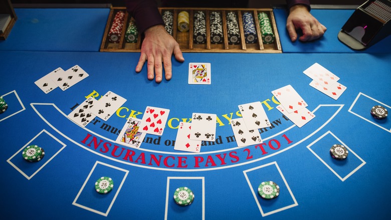 A blackjack table