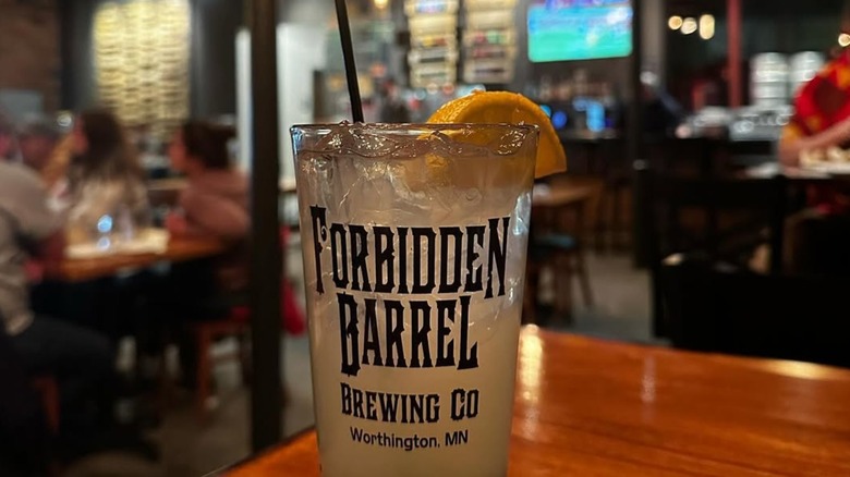 A drink at Forbidden Barrel Brewing in Worthington, Minnesota