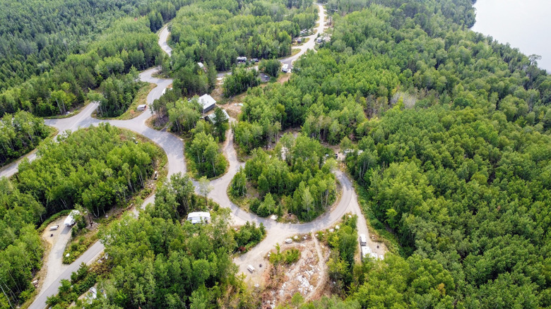 Campsites among the trees at Lake Vermilion-Soudan Underground Mine State Park, Minnesota