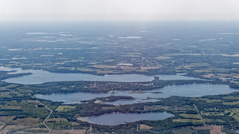 The Chisago Chain of Lakes in Minnesota on a hazy day