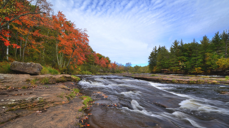Fall colors along the Kettle River in Banning State Park, Minnesota